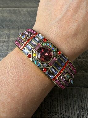 Heidi Daus Lavish Layers Multicolored Gemstone Bangle Bracelet
